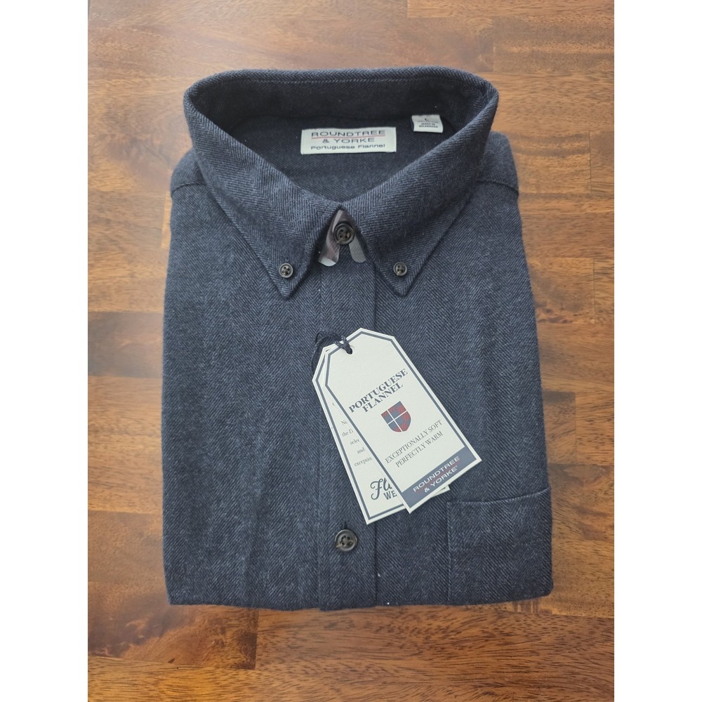 Roundtree and Yorke Men's Long Sleeve Portuguese Flannel Shirt Size L New Sku89